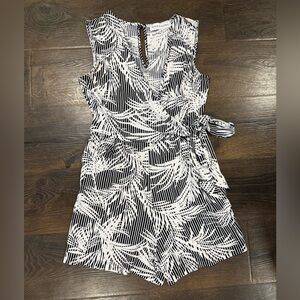 Emma & Michele Black & White Tropical Print  Romper